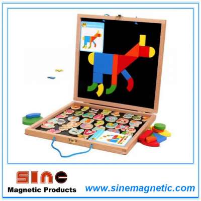 Log Magntic Puzzle Double Drawing Board Woodern Toys